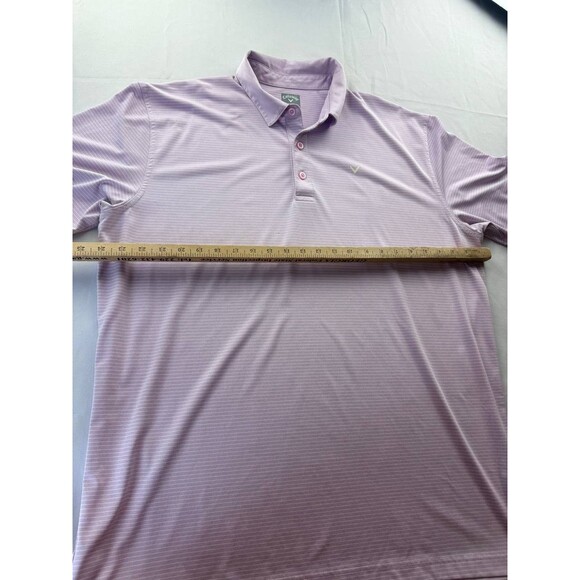Callaway Opti Dri Polo Shirt Mens XL Purple Stripe Golf Performance Short Sleeve - Picture 4 of 6